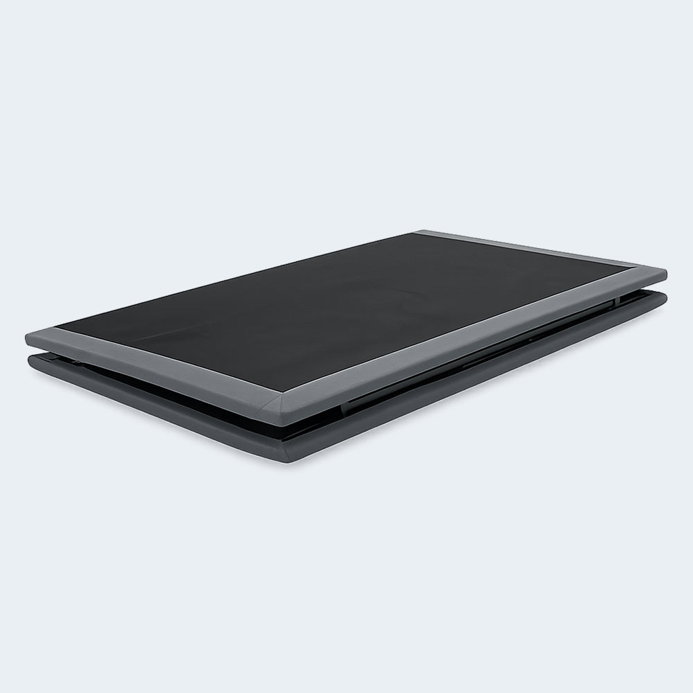 Customatic Dreamsense The Balance foldable adjustable bed base shown in a compact folded position for easy transport and storage.

