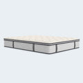 Perspective studio view of the Sofinity Hybrid Signature mattress highlighting its durable hybrid construction and patented edge support.

