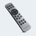 High-tech silver wireless remote for the Malouf S655 adjustable base featuring dedicated buttons for pillow tilt, massage, and Zero Gravity.
