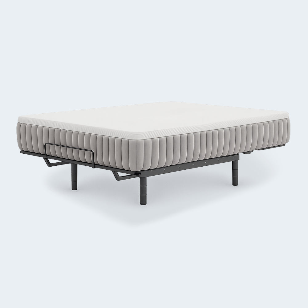 The Ashley Terra Sleep 12" Medium mattress shown on an adjustable power base foundation to illustrate its flexible construction and modern design.
