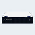 Frontal symmetrical view of the DreamCloud Classic 12-inch Medium Firm Hybrid Mattress highlighting the premium quilted cover and branding.