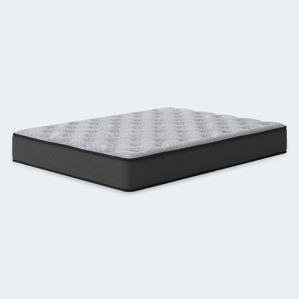 Studio profile of the Comfort Plus 10 Inch Medium Mattress, an ideal budget-friendly cooling bed for back and side sleepers.

