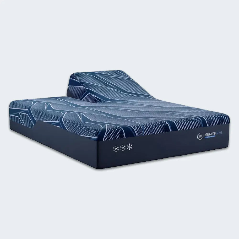 Full view of the Serta iSeries NXG 3500 hybrid mattress with a moisture-wicking cooling cover.
