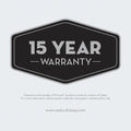 15-year warranty badge for Malouf Five Sided Mattress Protector, ensuring long-lasting quality and durability.