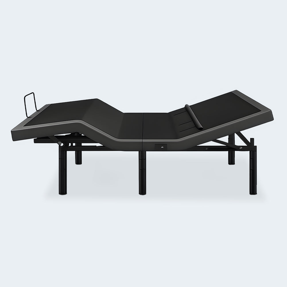 iDealBed Smart 7i adjustable base side view demonstrating ergonomic contouring and active lumbar support bar.
