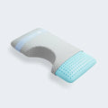 Blu Sleep contoured ice gel pillow with shoulder cutout and grey washable cover for side sleepers