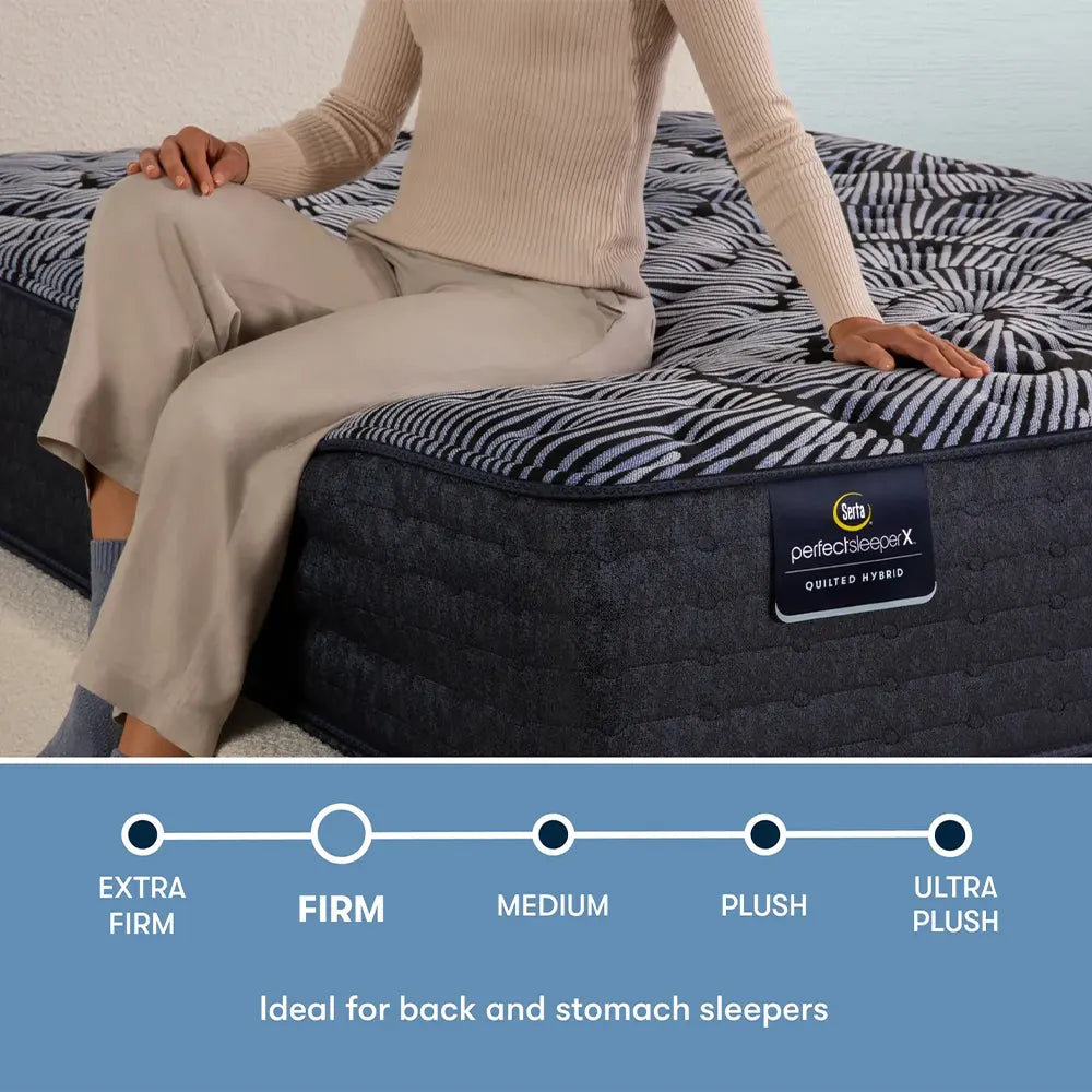 Serta Knox Firm mattress comfort scale showing firm support ideal for back and stomach sleepers.
