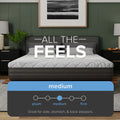 Mattress firmness scale for South Bay Essentials indicating a "Medium" feel, recommended for side, stomach, and back sleepers.
