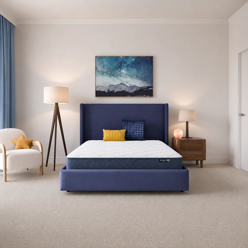 Serta Perfect Day 8 inch Medium Mattress styled in a modern bedroom for balanced comfort and support.
