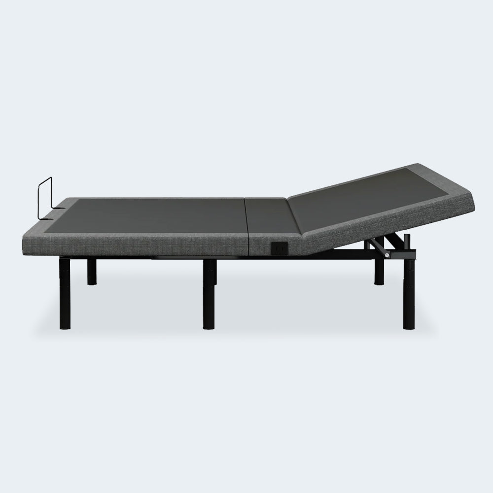 Profile view of the iDealBed Smart 5i wall-hugger adjustable bed with a slight head elevation adjustment.

