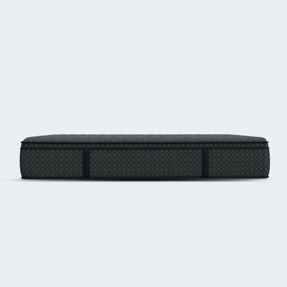 Minimalist side profile of the 12-inch thick Allureluxe Bamboo Hybrid Elite mattress by South Bay.
