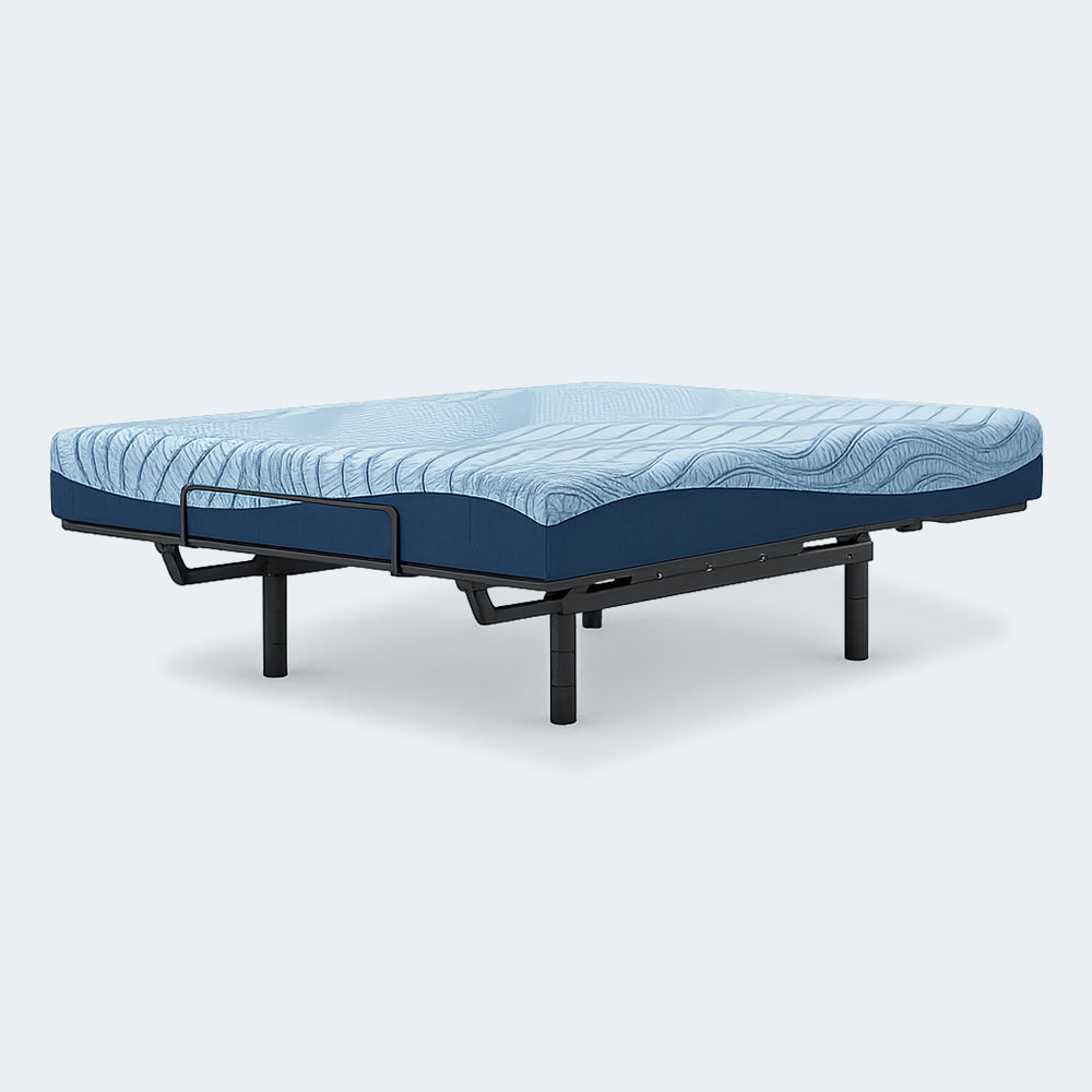Peak 2.0 8-inch Memory Foam Mattress by Ashley shown on a raised adjustable base for personalized comfort and targeted pressure relief.
