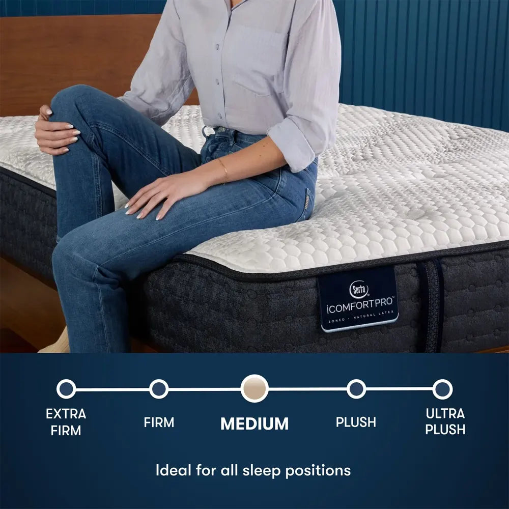 Medium firmness scale for Serta iComfortPRO Chelsea 12 inch mattress, ideal for all sleep positions.
