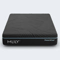 Front view of the MLILY PowerCool mattress featuring a cooling knit cover and supportive 11.5 inch profile.
