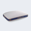 BEDGEAR Cosmo 1.0 cooling pillow with a blue mesh gusset and supportive memory foam for back sleepers.