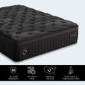 Close-up shot of the Black Diamond Lux mattress showing premium edge stitching and made-in-the-USA certification.
