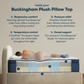 Infographic of the iComfortPRO Buckingham mattress featuring cooling graphite-infused latex foam.
