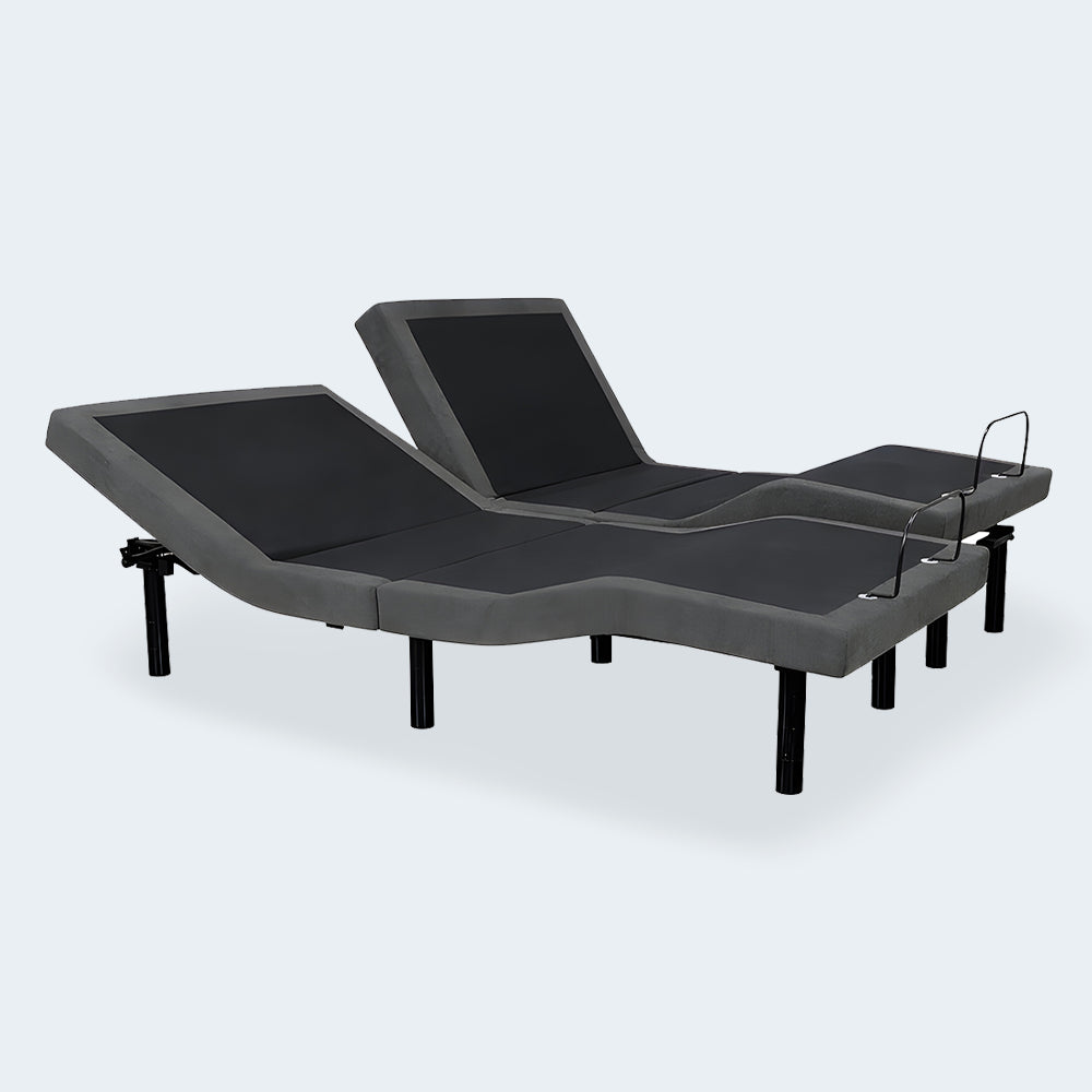 Split King iDealBed Smart 5i articulated bed base set demonstrating independent head and foot movement for personalized comfort.
