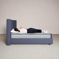 Side sleeper showing healthy spinal alignment on the Serta Perfect Day 10 inch plush pillow top mattress.
