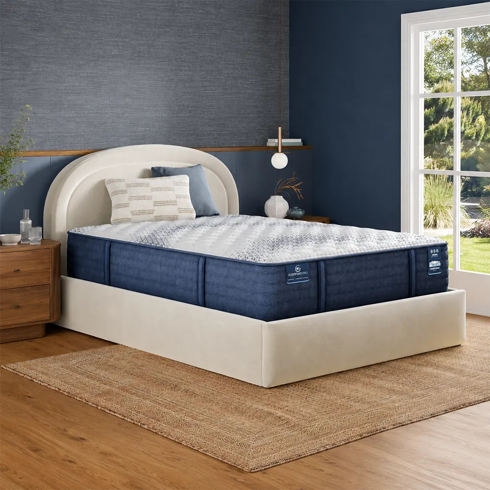 Serta Canterbury mattress firmness scale showing plush comfort level, ideal for side sleeper support.
