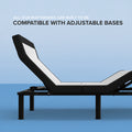 Graphic showing the flexibility of the South Bay 12-inch mattress, demonstrating full compatibility with adjustable power bed bases.
