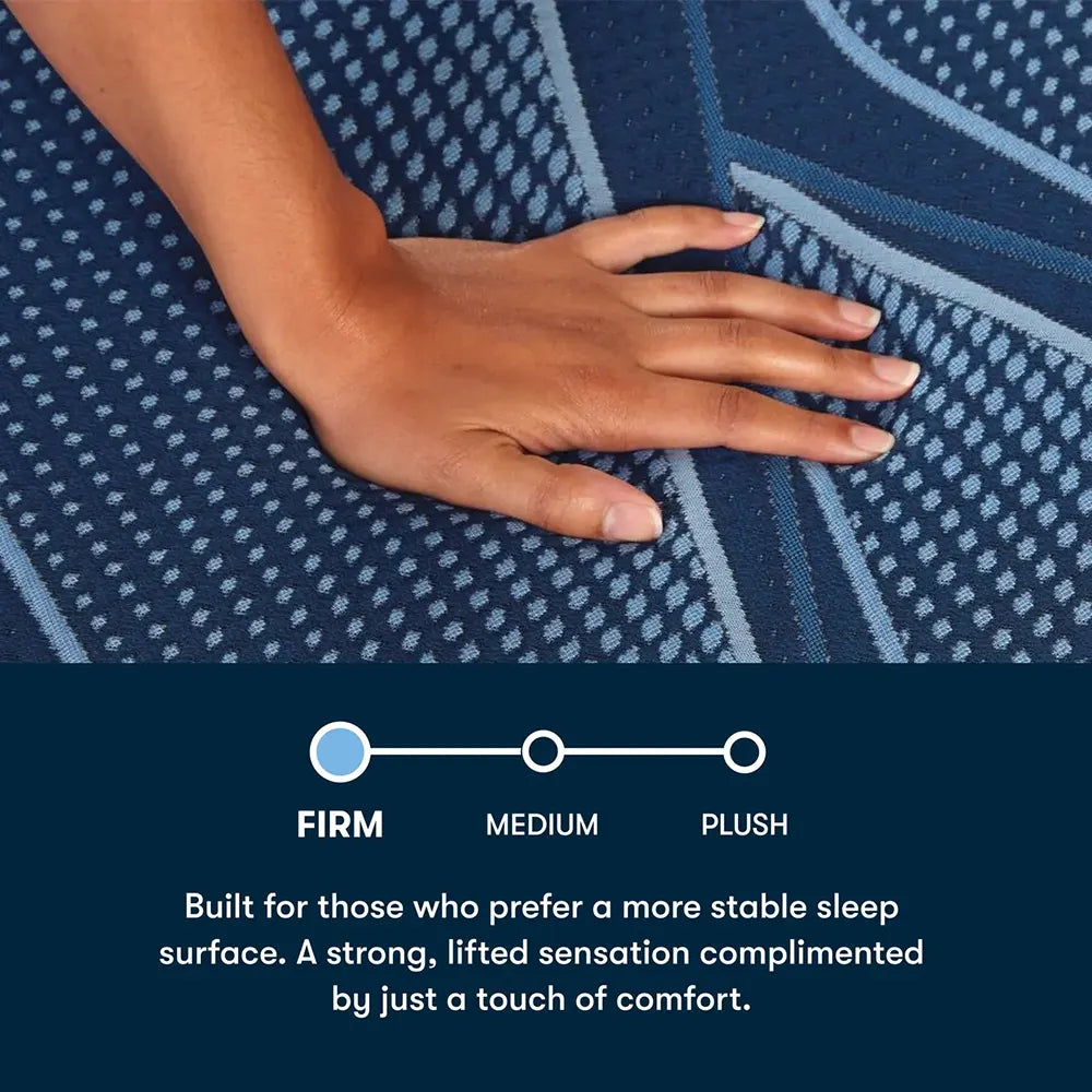 Firmness scale highlighting the Serta iSeries NXG 1500 Hybrid Firm level for a stable, lifted feel.
