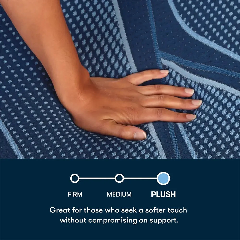 Firmness scale highlighting the plush comfort level of the Serta iSeries NXG 2500 hybrid mattress.
