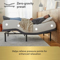 Zero-gravity preset on the Baselogic Gold adjustable base helps relieve pressure points for enhanced relaxation and recovery.
