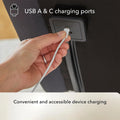 Convenient built-in USB-A and USB-C charging ports on the baselogic™ Pearl Adjustable Base for easy mobile device access.
