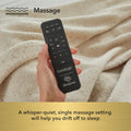 Baselogic Gold wireless remote control featuring a whisper-quiet single massage setting for a relaxing sleep experience.
