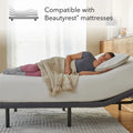 Woman sleeping on a baselogic™ Pearl Adjustable Base, demonstrating its seamless compatibility with Beautyrest mattresses.
