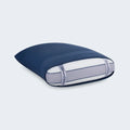 Navy Ver-Tex pillowcase by BEDGEAR showing internal cooling mesh for enhanced airflow and heat relief.
