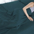 Cooling teal BEDGEAR Hyper-Cotton sheets for a moisture-free and comfortable night.
