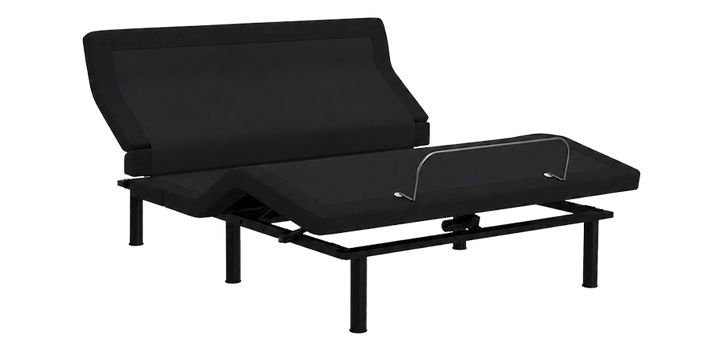 SBKDL2 Lumbar Adjustable Base featuring integrated lumbar support, pillow tilt, and zero gravity elevation in a sleek charcoal grey upholstered zero-clearance design.
