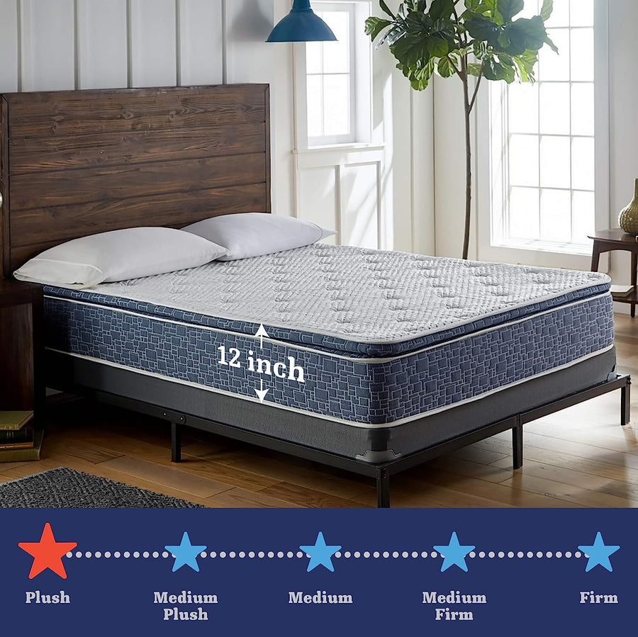 American Bedding 12 " Faux Plush Euro Top Hybrid Mattress by Corsicana