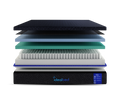 Exploded view of the S4 Nebula 12" Hybrid Mattress layers showcasing comfort foam and pocketed coil system.