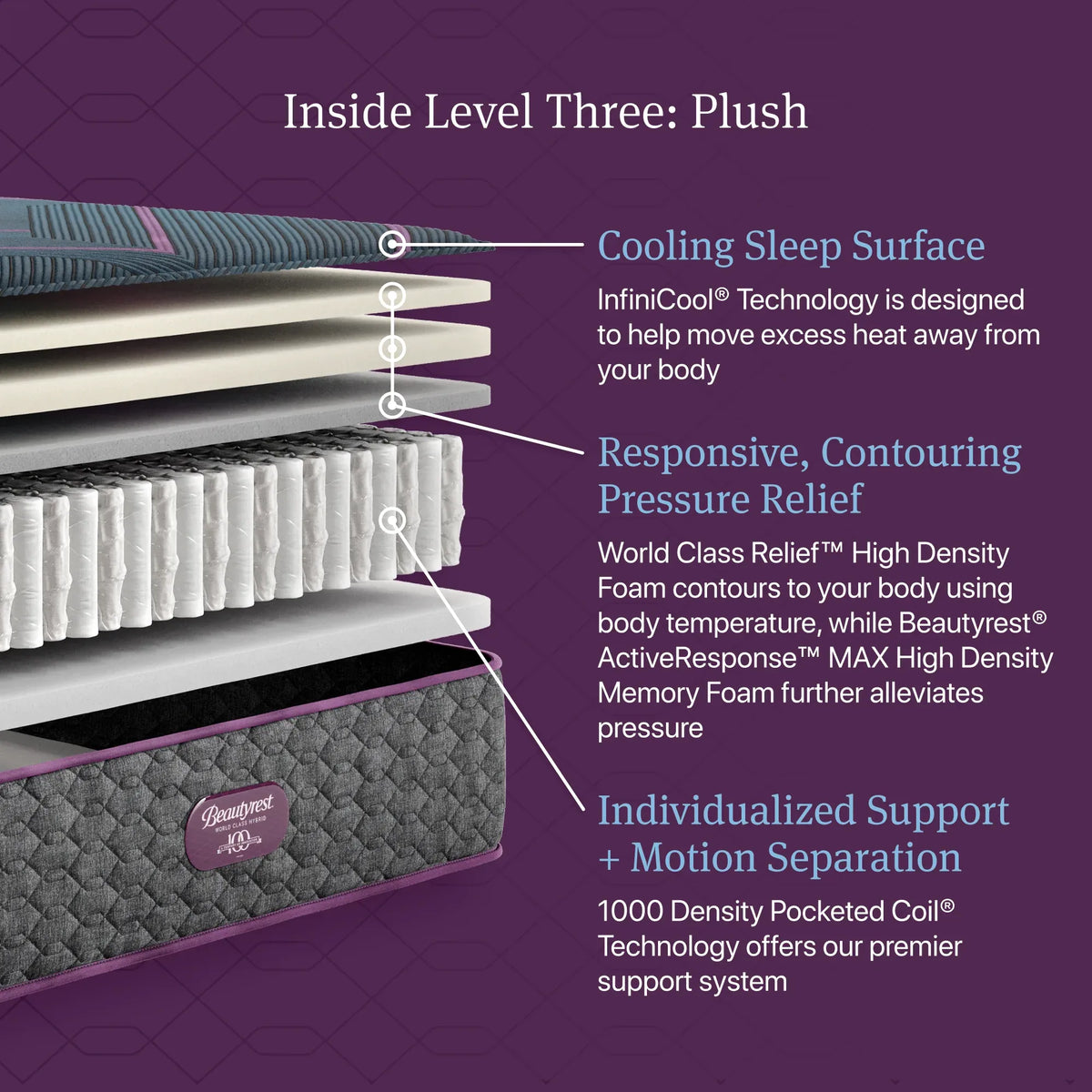 Beautyrest® World Class™ Hybrid Level Three Plush 13 Inch Mattress