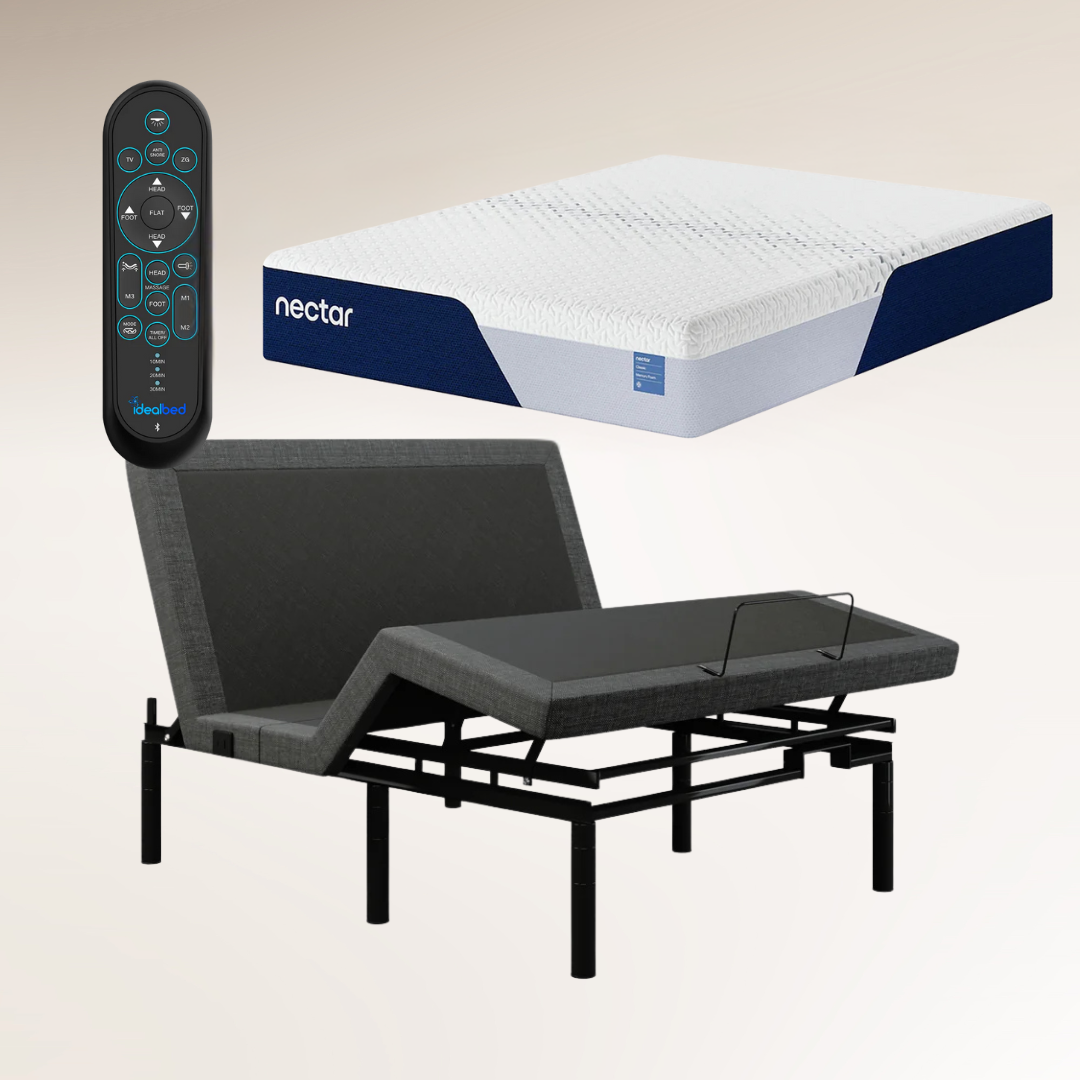 4i Custom Adjustable Bed iDealBed & Nectar Classic Memory Foam Firm 12" Mattress (Bundle Price)