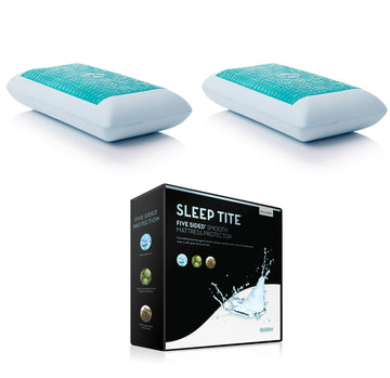 (2) Gel Dough® + Z™ Gel With Five 5ided® Smooth Mattress Protector Bundle by Malouf