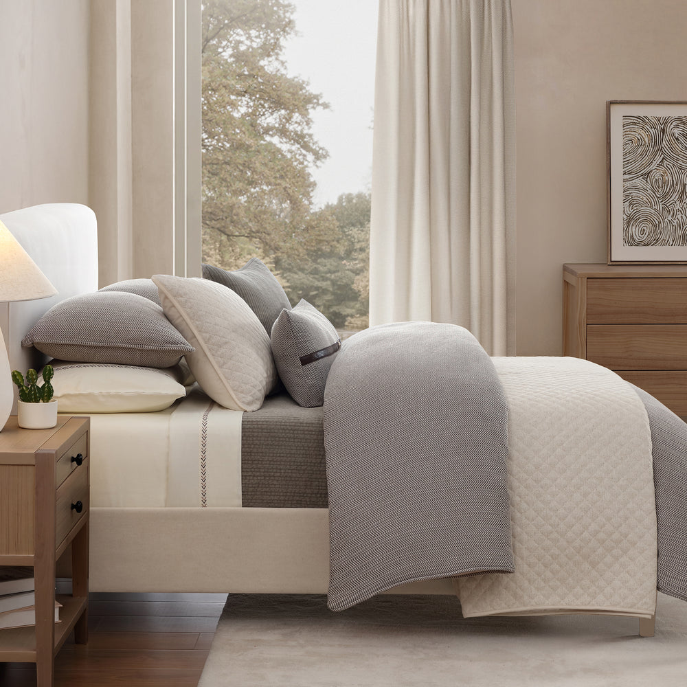 Chenille Herringbone Bedding Comforter / Duvet Cover Set By HiEnd Accents