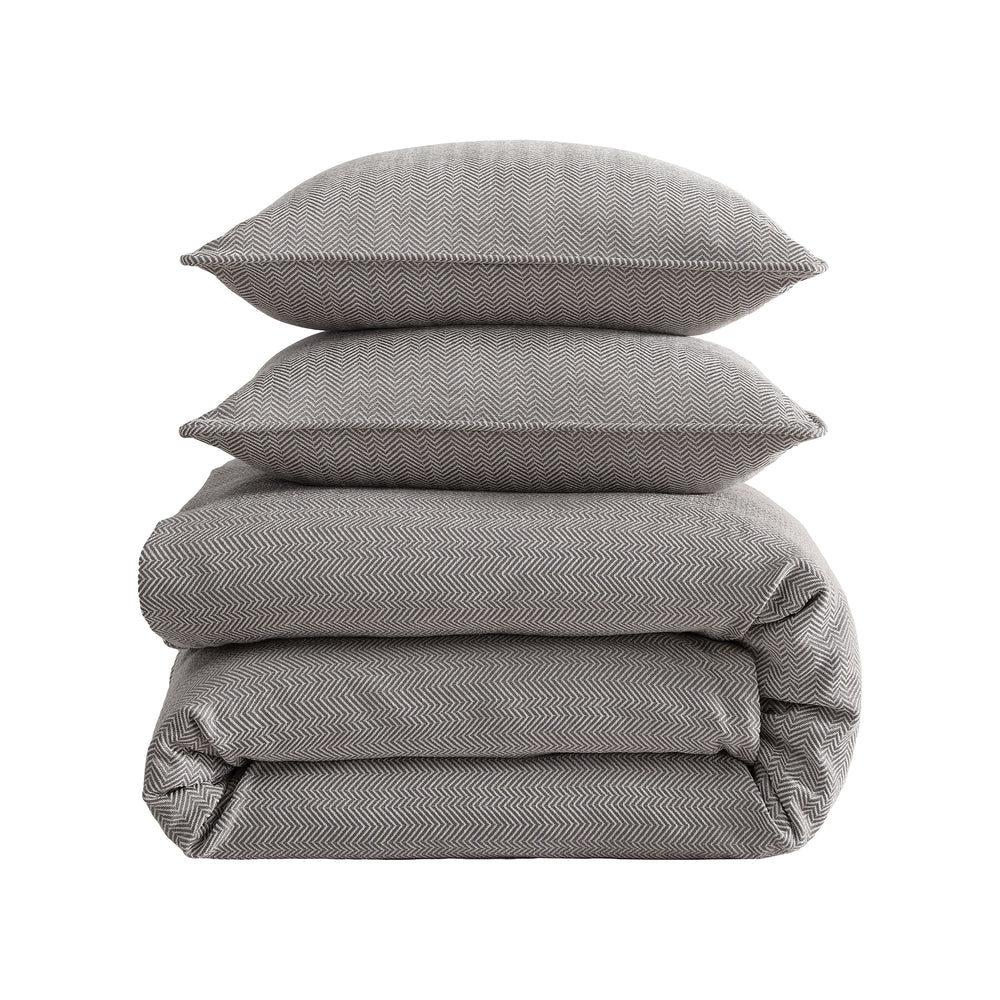Chenille Herringbone Bedding Comforter / Duvet Cover Set By HiEnd Accents