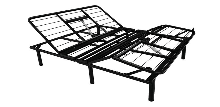  Goto G50 wireless adjustable bed base by SleepTone featuring Okin motors and a zero-clearance design with head and foot sections articulated.
