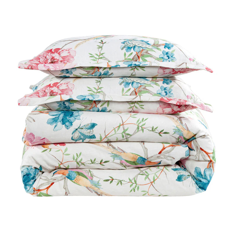 Rowan Washed Linen 3Pc Bedding Comforter / Duvet Cover Set By HiEnd Accents