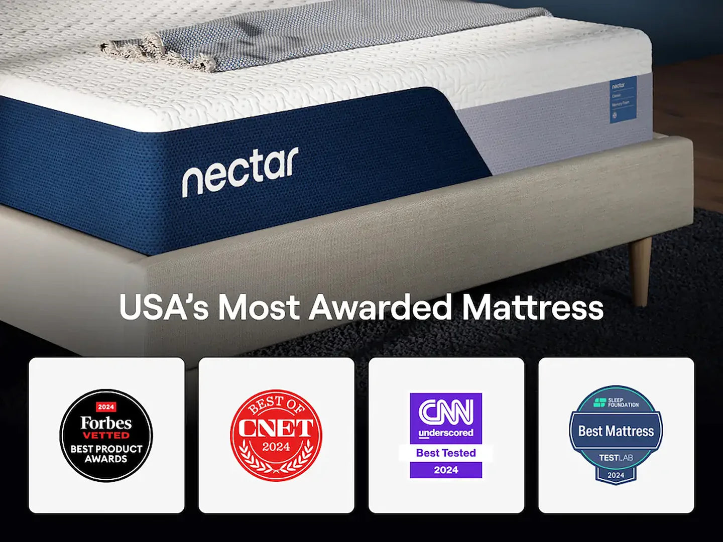 iDealBed Smart 5i Custom Adjustable Bed Base & Nectar Classic Memory Foam Firm 12" Mattress (Bundle Price)