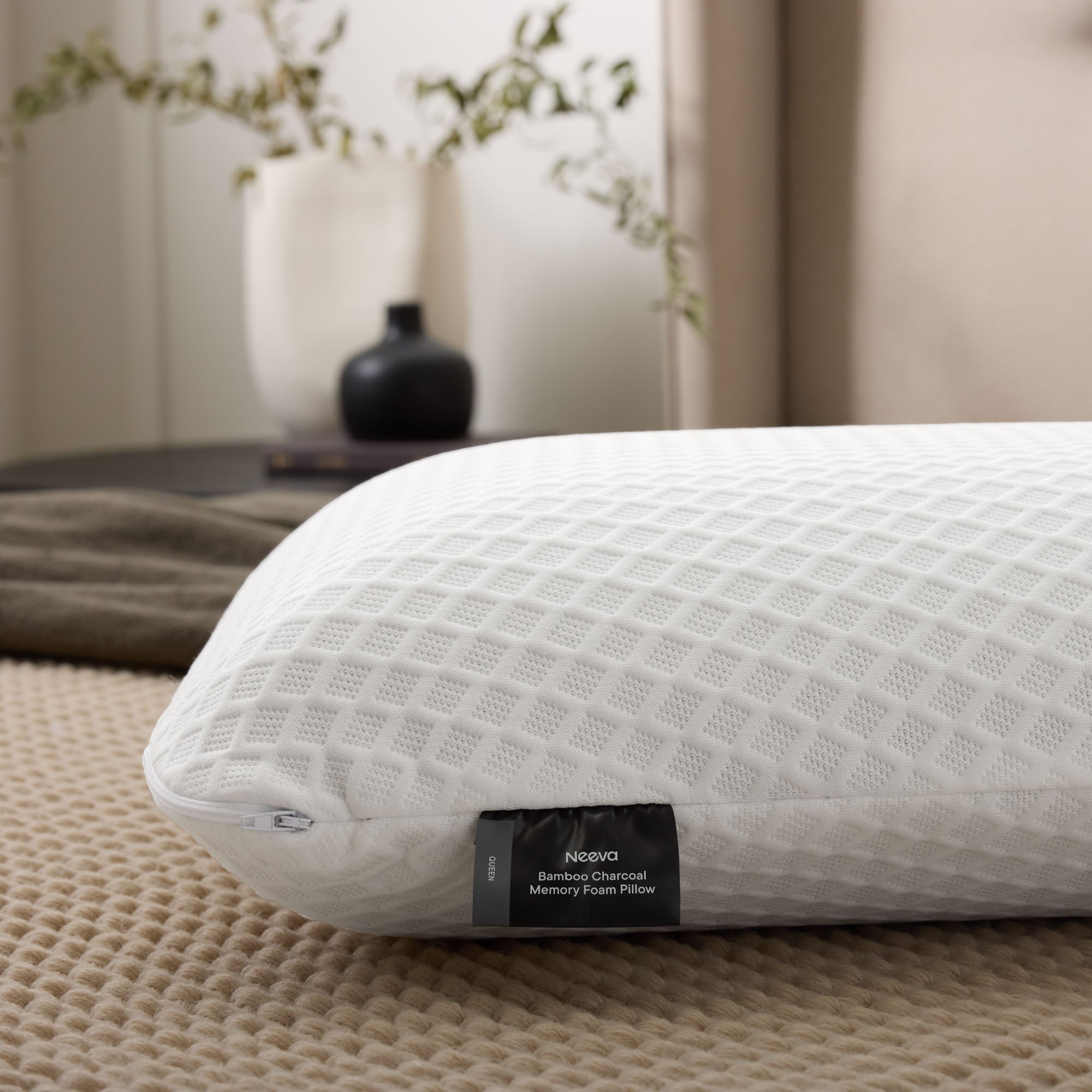 Neeva Bamboo Charcoal Memory Foam Pillow By Malouf