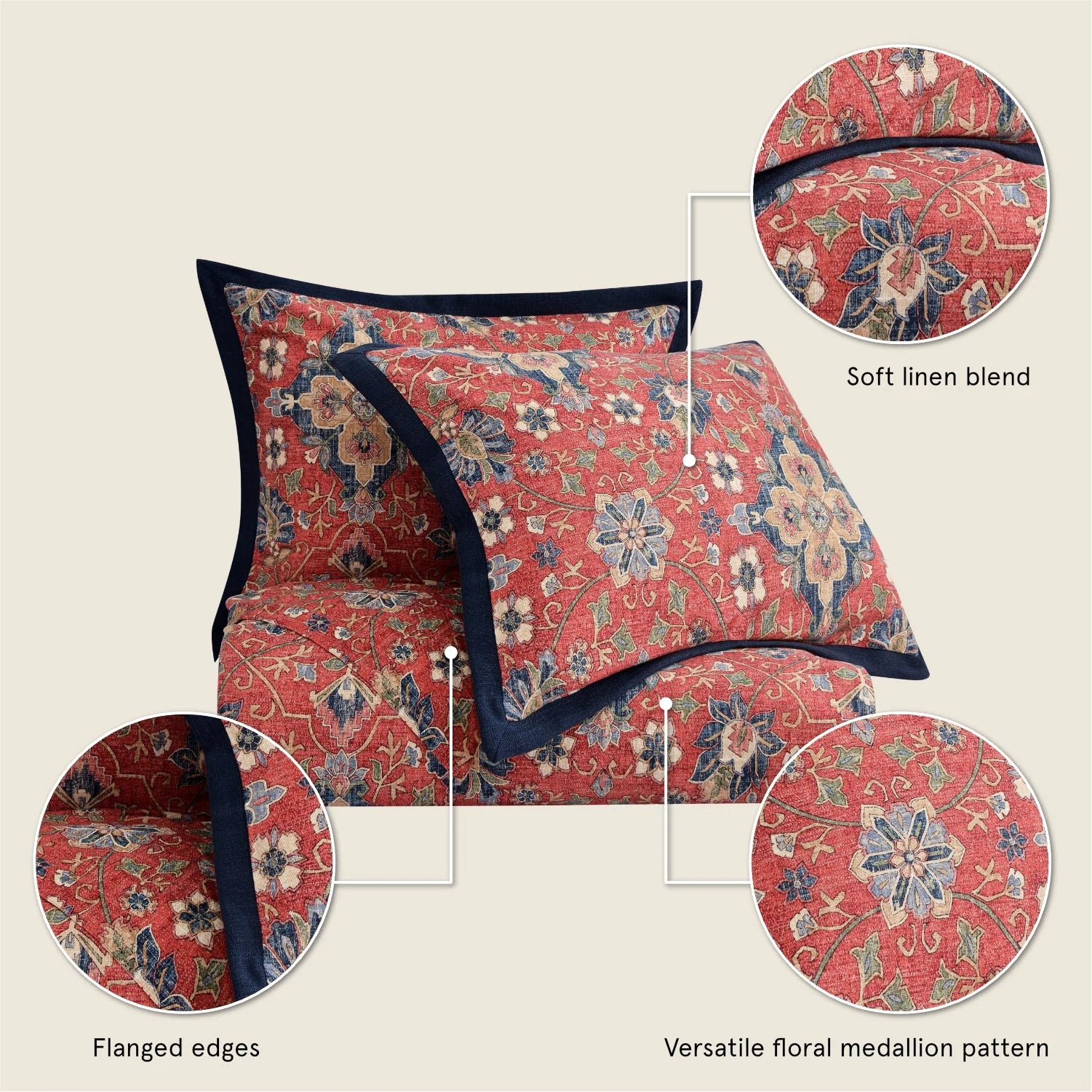 Melinda Washed Linen 3Pc Comforter Set By HiEnd Accents