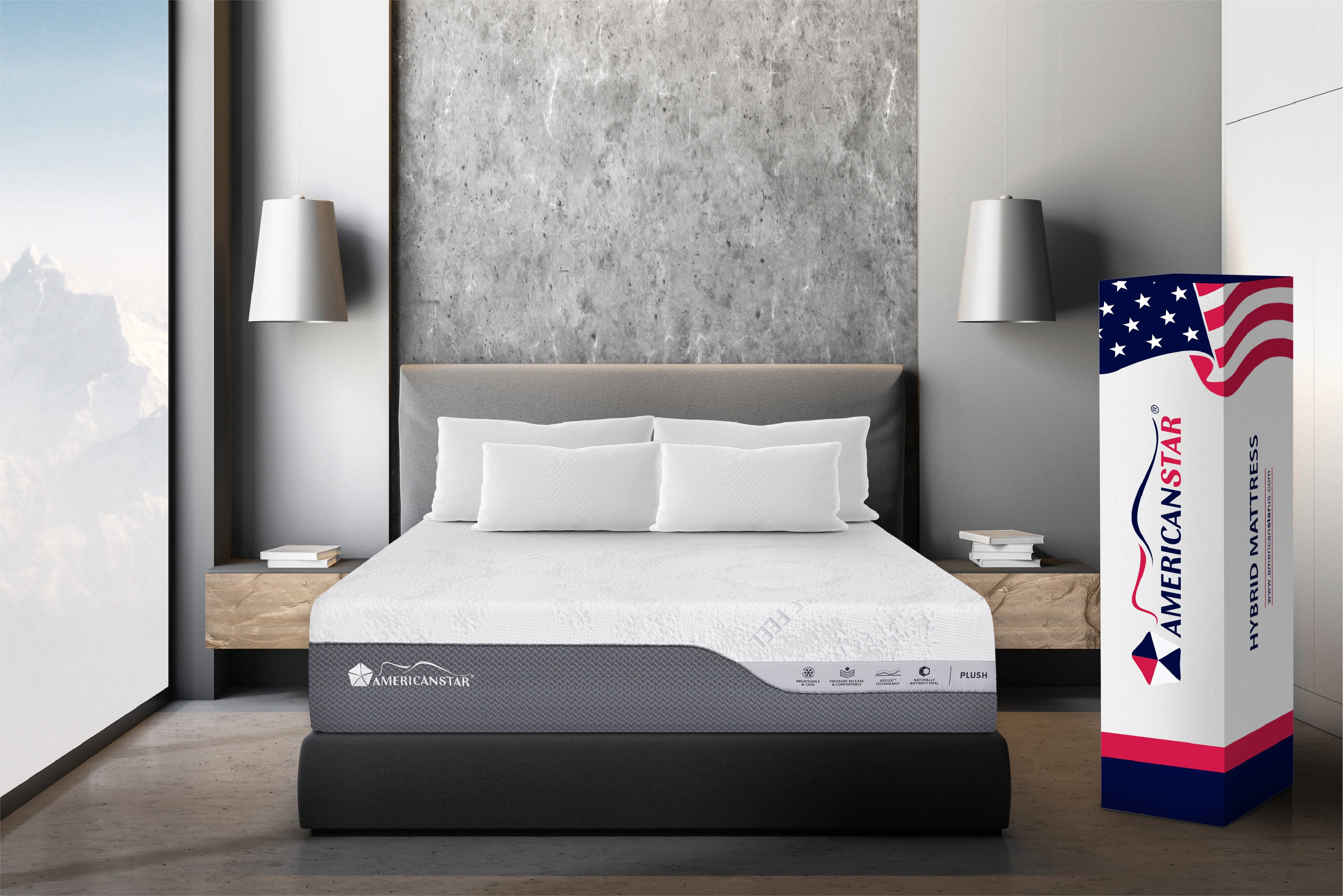 Primerest Plush Breathable Cooling 13.5” Hybrid Mattress Americanstar