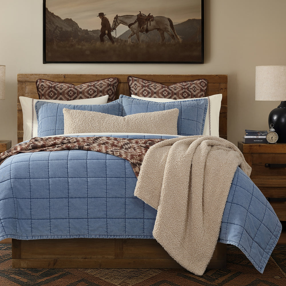 Stonewashed Denim 3Pc Quilt Set By HiEnd Accents