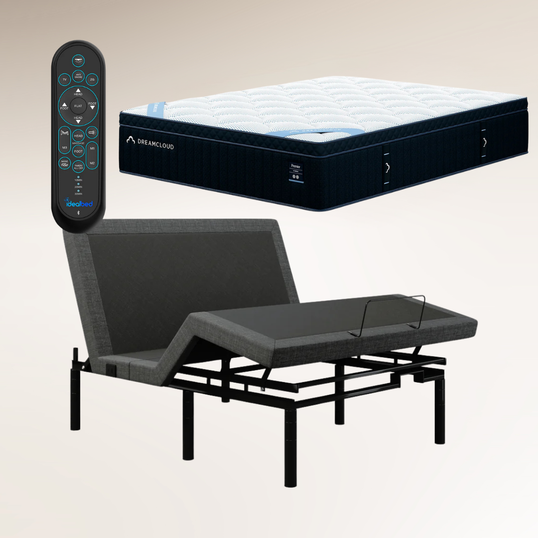 4i Custom Adjustable Bed iDealBed & DreamCloud Premier 13 inch Medium Firm Hybrid Mattress (Bundle Price)