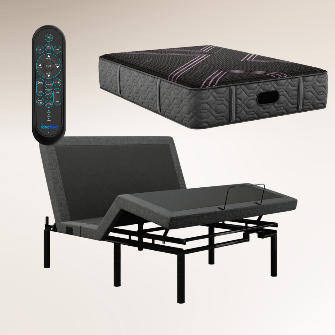 iDealBed Smart 5i Custom Adjustable Bed Base & Black Hybrid Series Two Plush 14